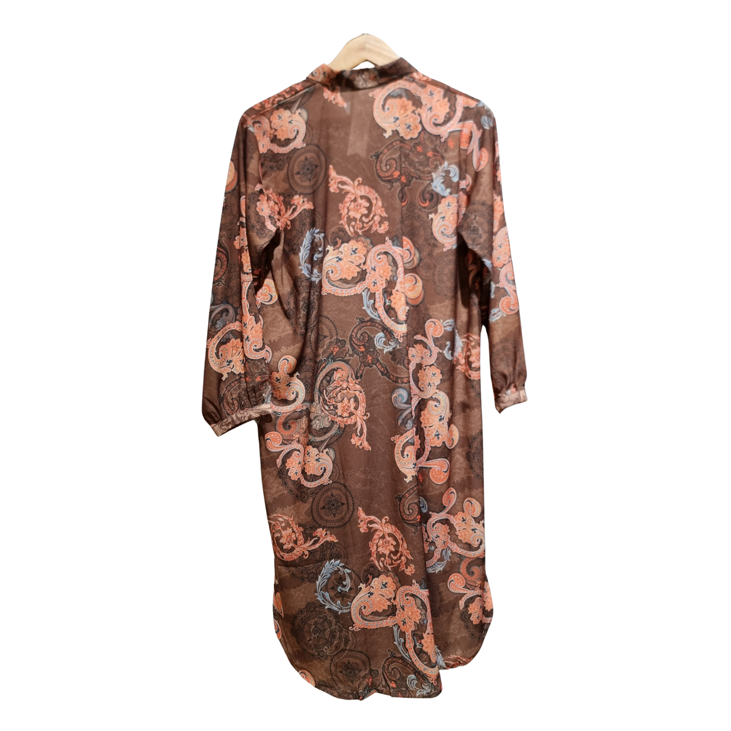 Women's Printed Long Shirt with Wide-Leg Pants – Elegant Floral & Paisley Co-Ord Set U(0310)