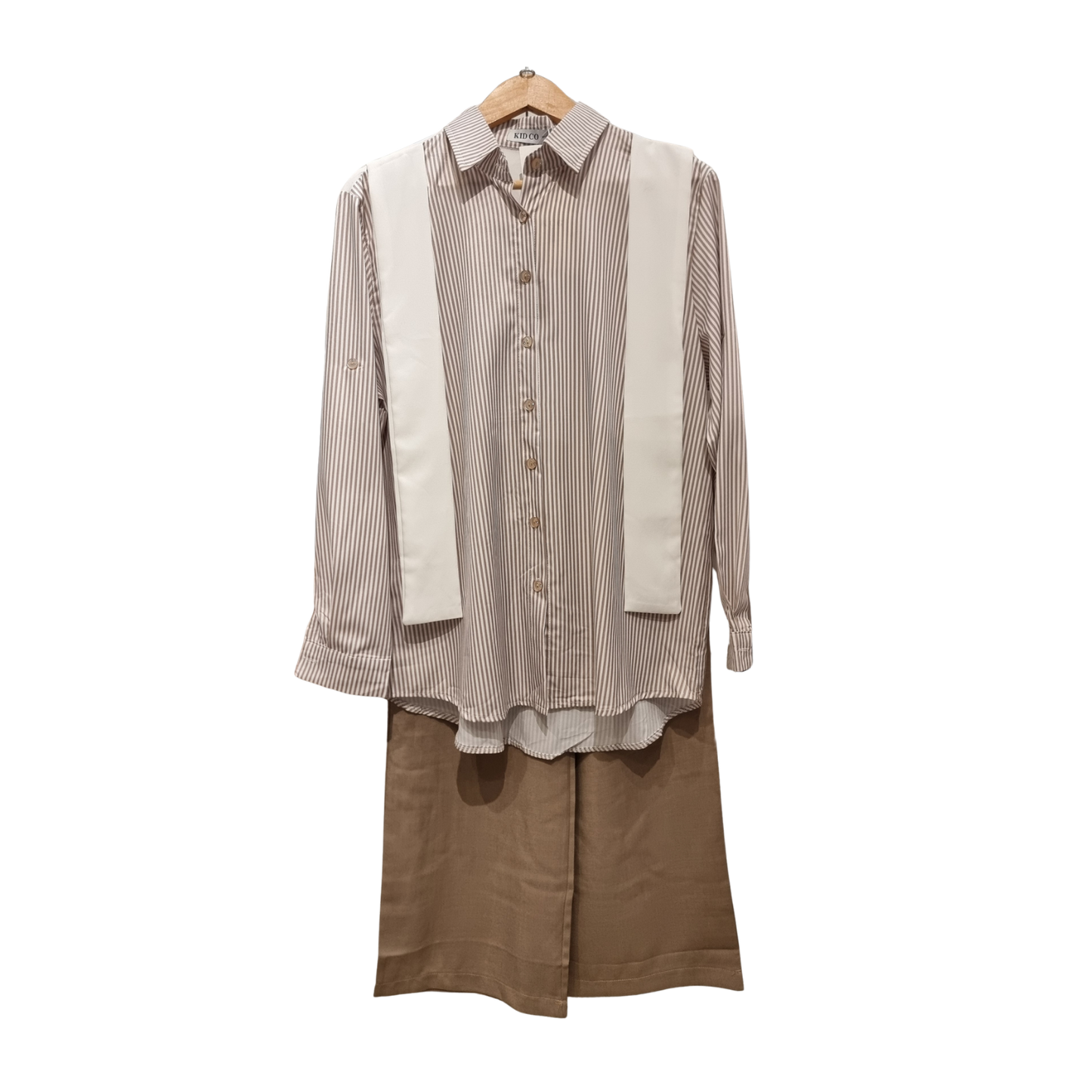 Striped Button-Down & Cargo Wide-Leg Set