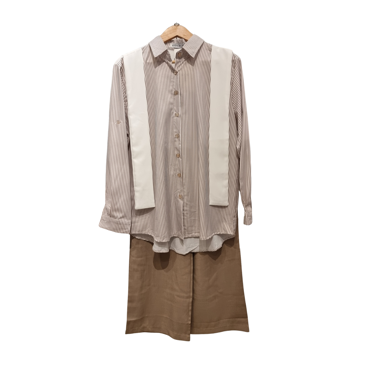 Striped Button-Down & Cargo Wide-Leg Set