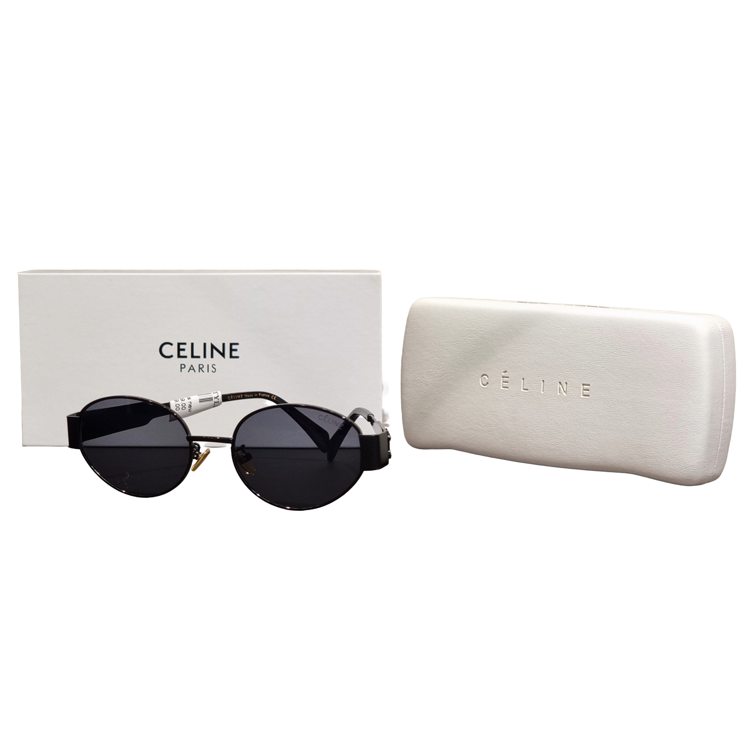 Celine Noir Artisan Oval Sunglasses with Smoked Lenses