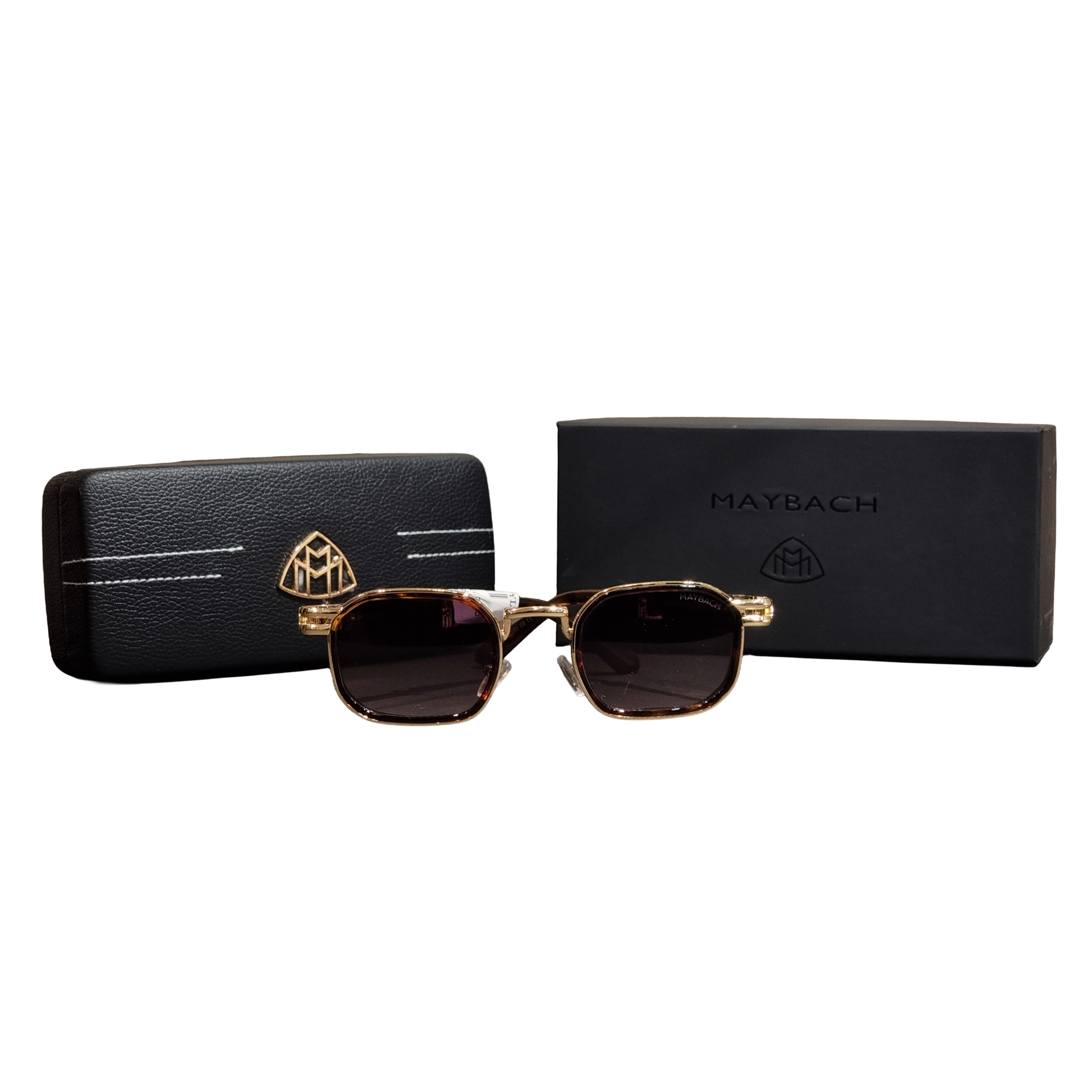 Maybach Polished Gold Rectangular Heritage Sunglasses