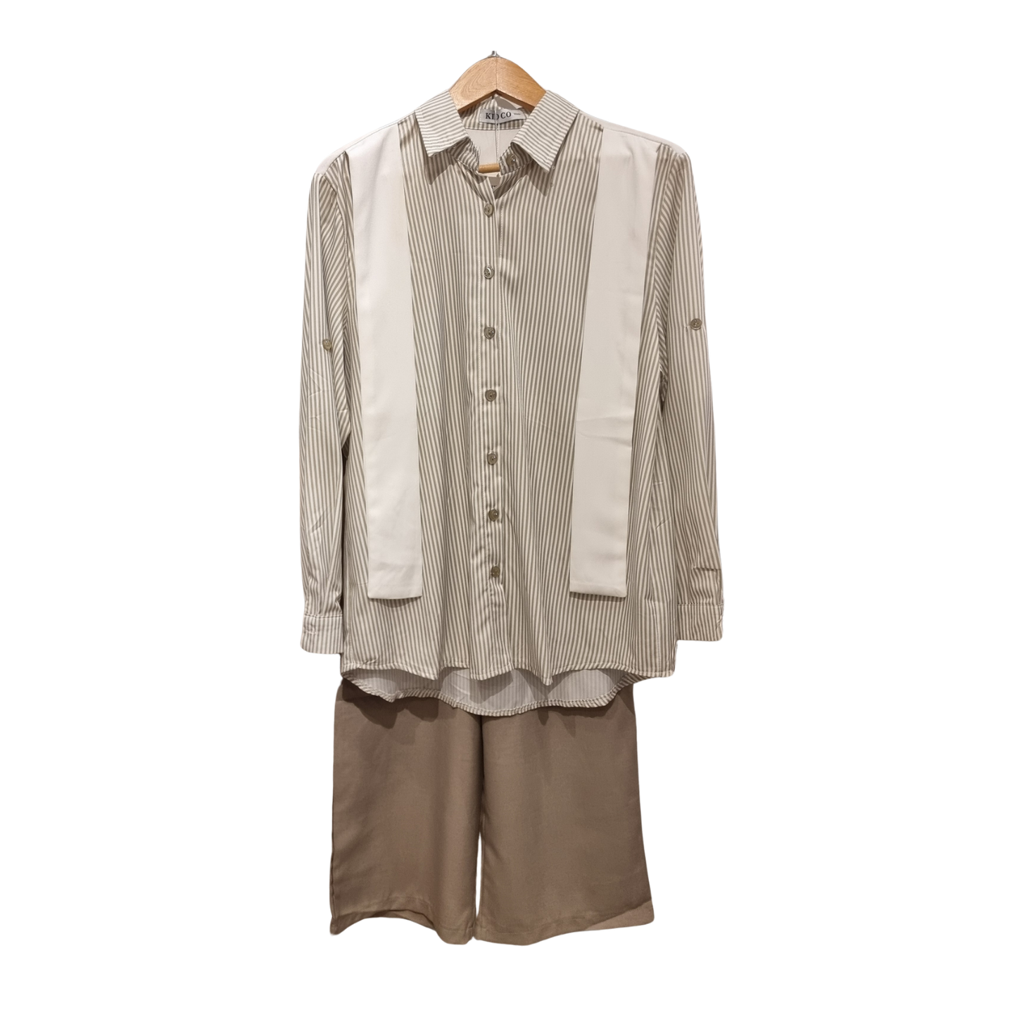 Striped Button-Down & Cargo Wide-Leg Set