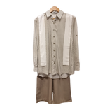Striped Button-Down & Cargo Wide-Leg Set