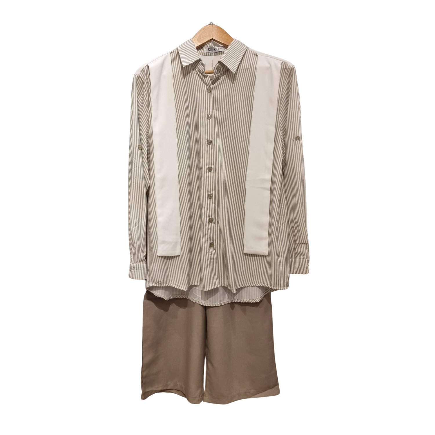 Striped Button-Down & Cargo Wide-Leg Set