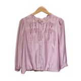 Smocked Pearl-Accent Pintuck Blouse