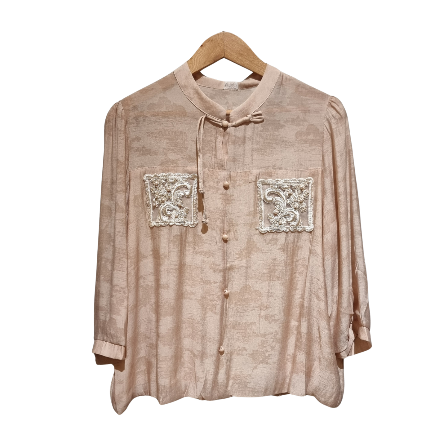 Embroidered Patch Chinoiserie Blouse