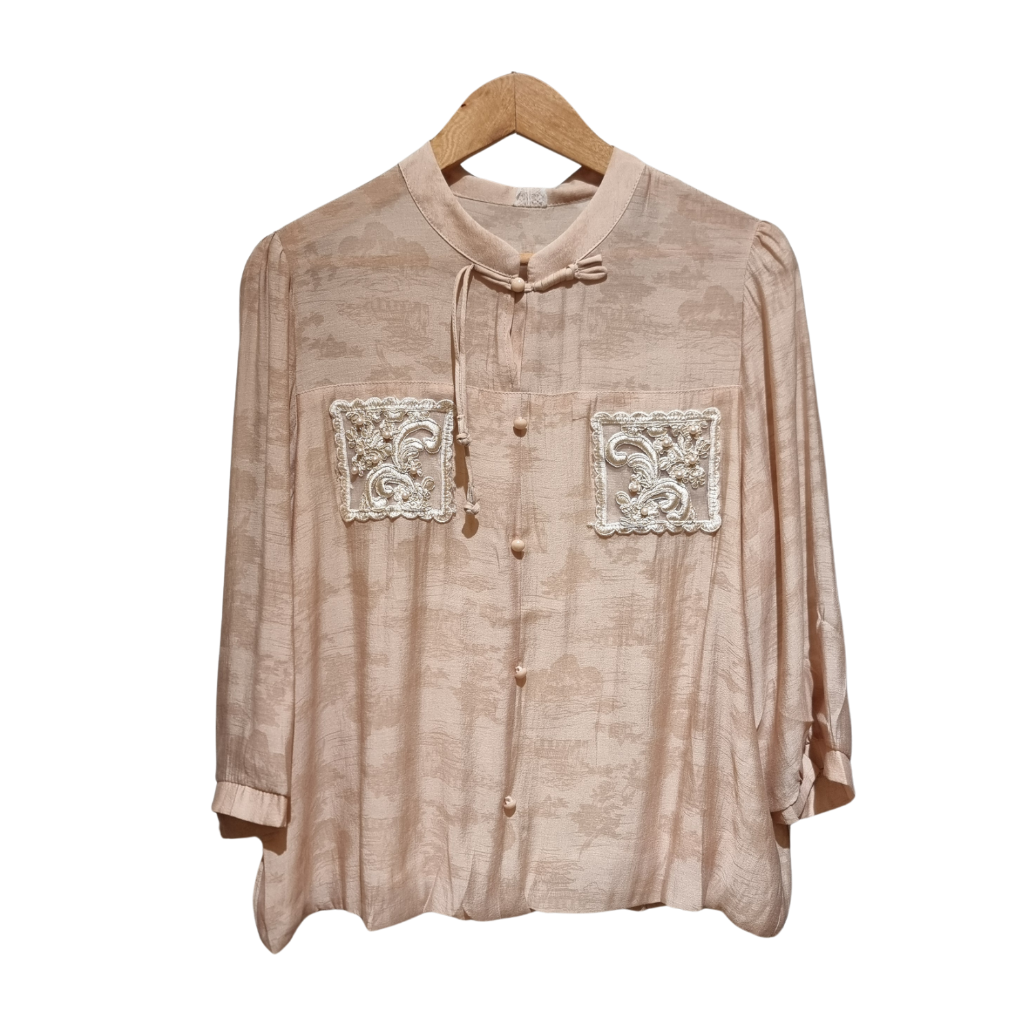 Embroidered Patch Chinoiserie Blouse