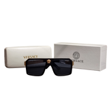 Versace Luxury Square Sunglasses – Black & Gold