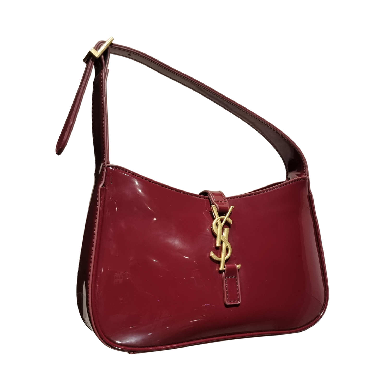 Saint Laurent Burgundy Patent Leather Le 5 à 7 Hobo Shoulder Bag