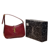 Saint Laurent Burgundy Patent Leather Le 5 à 7 Hobo Shoulder Bag