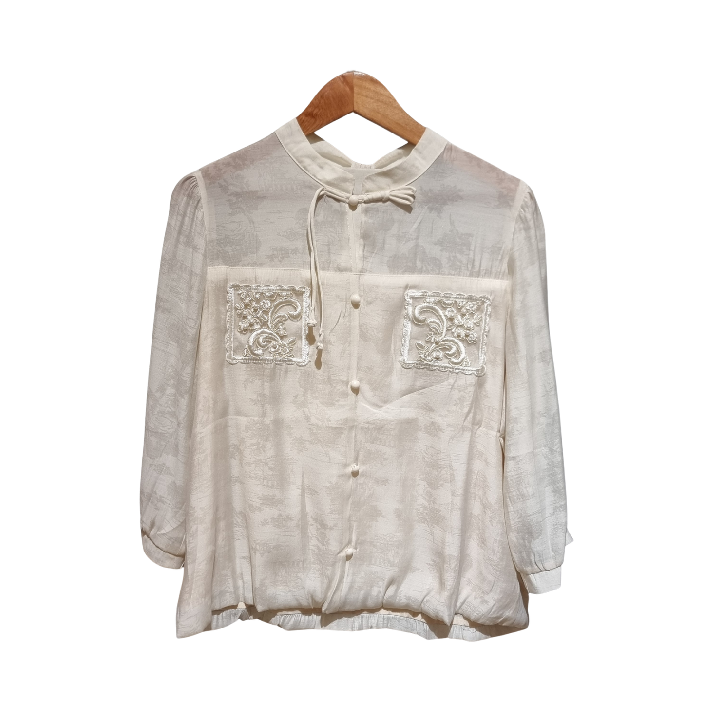 Embroidered Patch Chinoiserie Blouse
