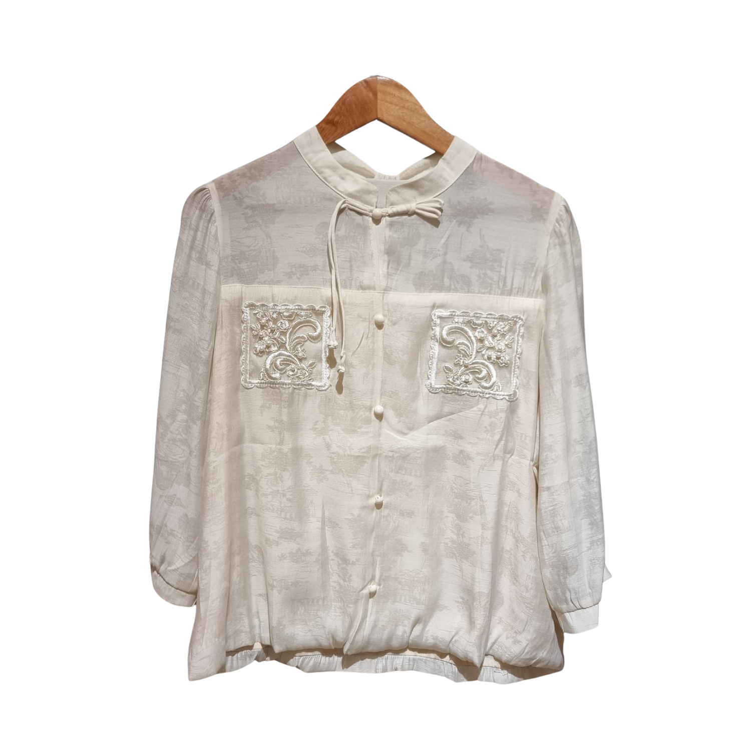 Embroidered Patch Chinoiserie Blouse