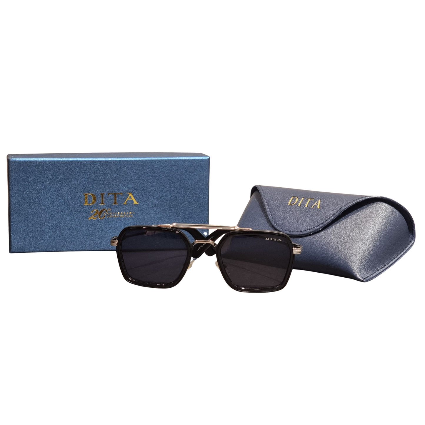 Dita Carbon Mach-One Navigator Sunglasses with Steel Blue Boutique Set