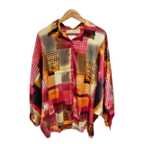 Patchwork Houndstooth Satin Shirt