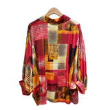 Patchwork Houndstooth Satin Shirt