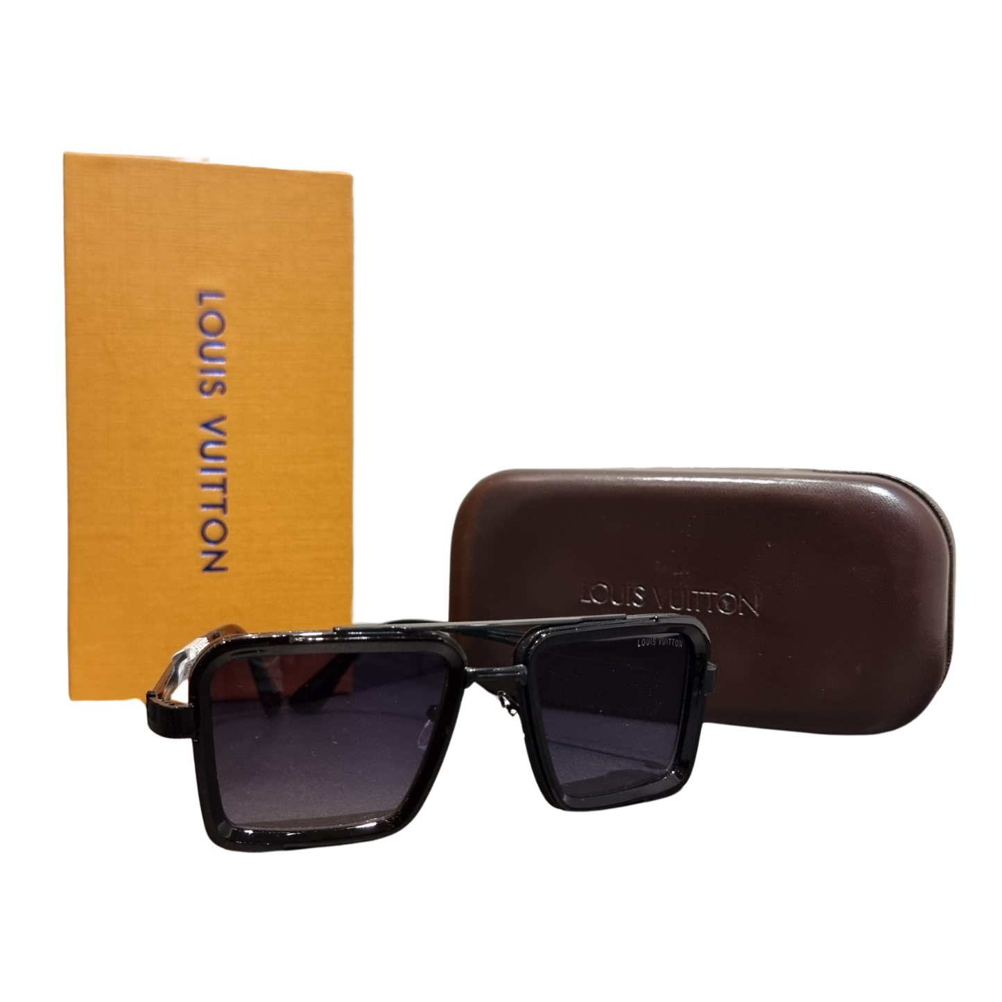 Louis Vuitton Square Frame Sunglasses – Black Designer UV Protection Glasses with Original Box & Case