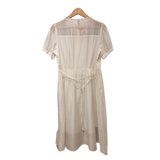 Ivory Elegance: Smocked Cotton Midi Dress