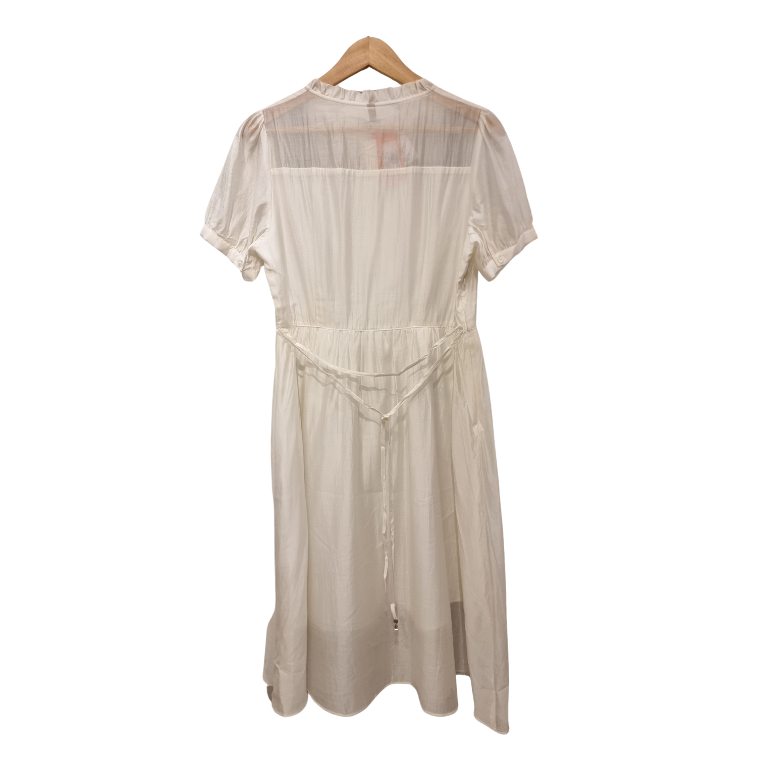 Ivory Elegance: Smocked Cotton Midi Dress