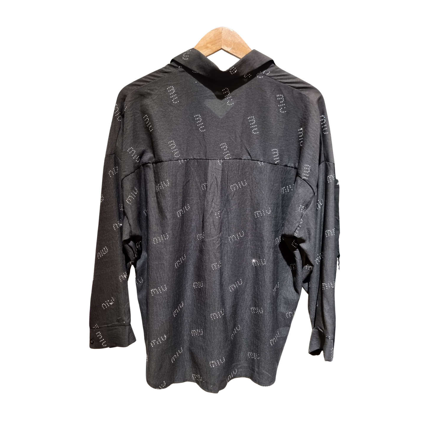 Crystal Logo Oversized Crepe Shirt