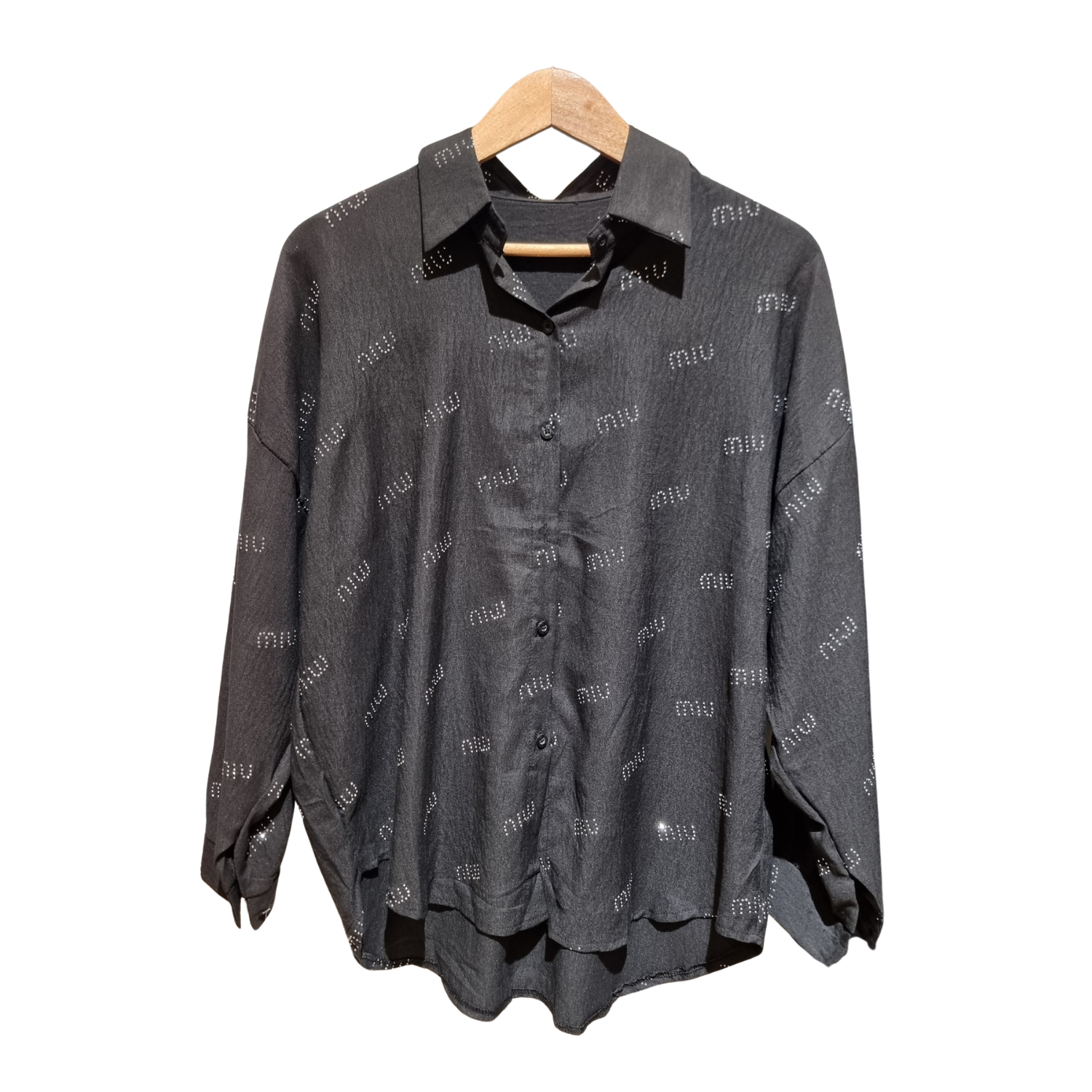 Crystal Logo Oversized Crepe Shirt