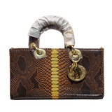 Christian Dior Brown and Gold Python-Embossed Lady D-Joy East-West Bag