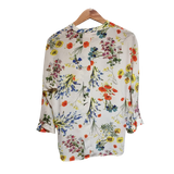 Floral Henley High-Low Blouse