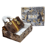 Christian Dior Brown and Gold Python-Embossed Lady D-Joy East-West Bag