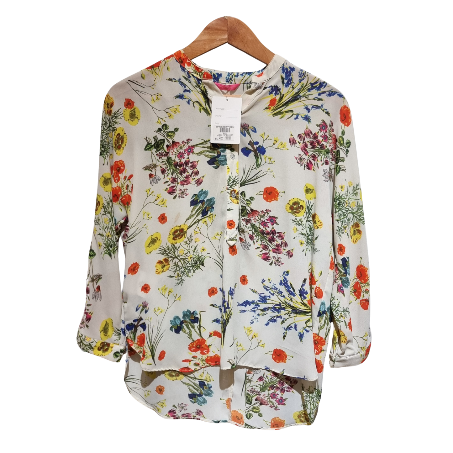 Floral Henley High-Low Blouse