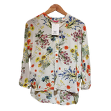 Floral Henley High-Low Blouse