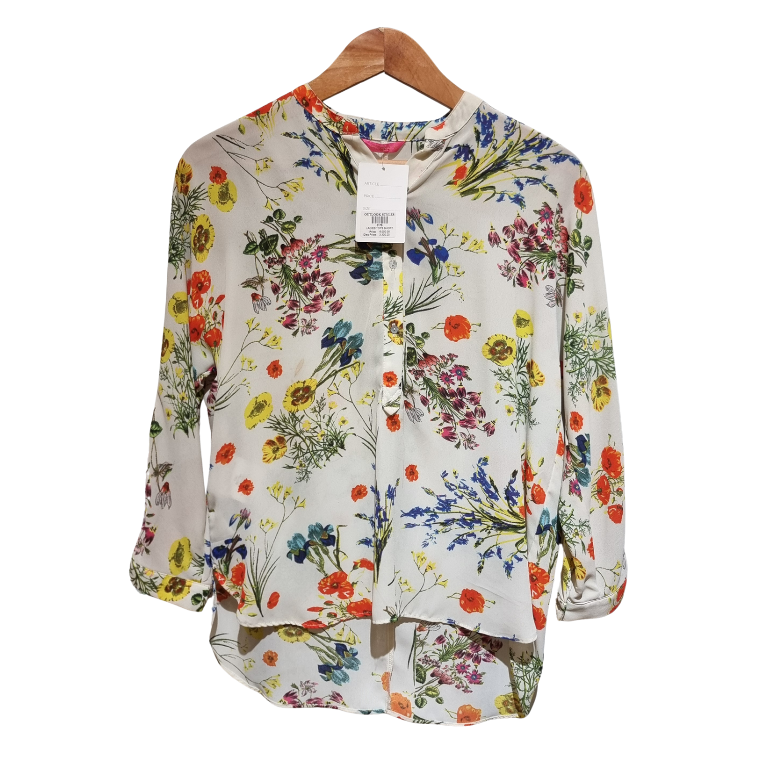 Floral Henley High-Low Blouse