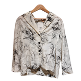 White And Black Printed Button-Up Coat