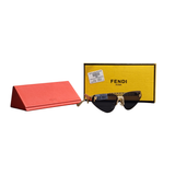 Fendi Gilded Cat-Eye Shield Sunglasses with Diamond-Cut Details