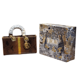 Christian Dior Brown and Gold Python-Embossed Lady D-Joy East-West Bag