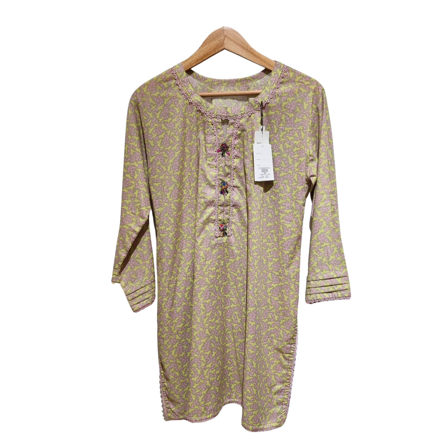 Women’s Printed Summer Kurta – Lightweight Casual Kurti with Lace Detail | Elegant Daily Wear U(0260)