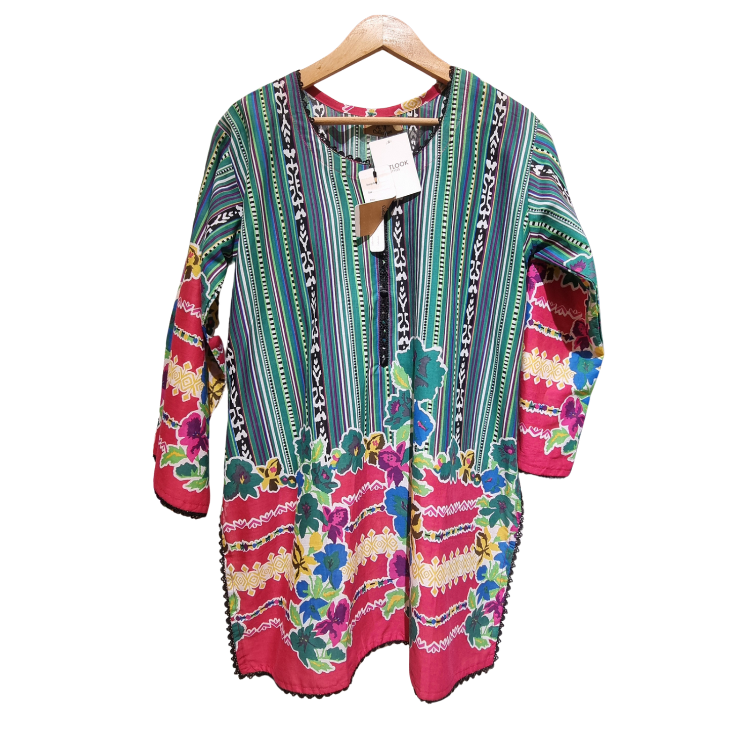 Tribal Fusion: 2-Piece Vibrant Geometric & Floral Suit
