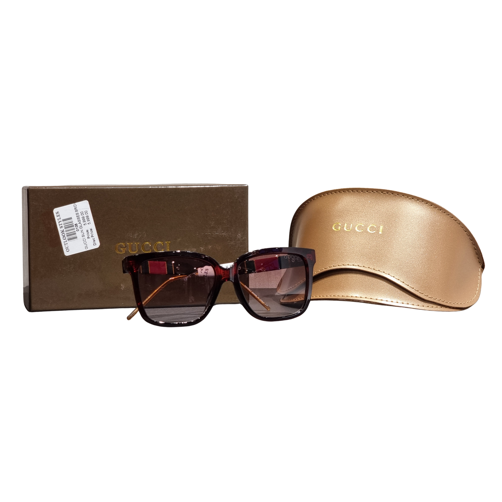 Gucci Sovereign Square Sunglasses with Burgundy Wine Lenses