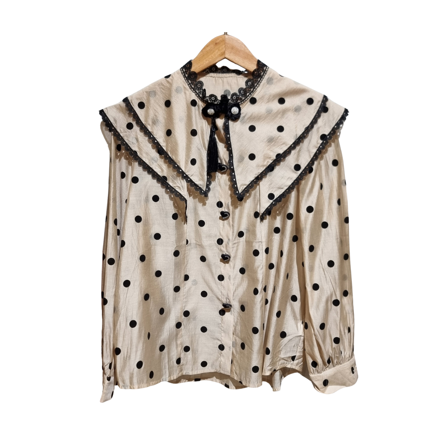 Vintage Polka Dot Lace Collar Blouse