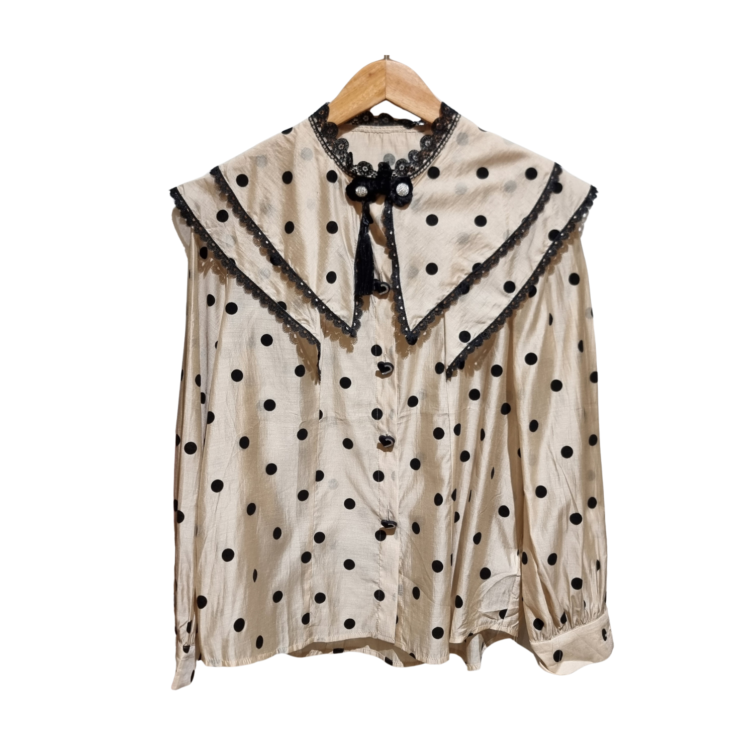 Vintage Polka Dot Lace Collar Blouse