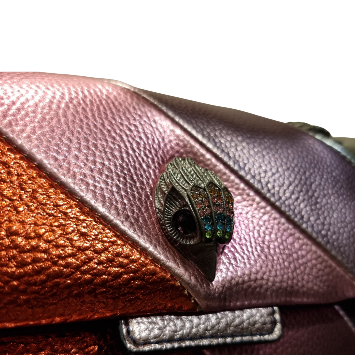 Kurt Geiger London Metallic Rainbow Striped Leather Kensington Bag