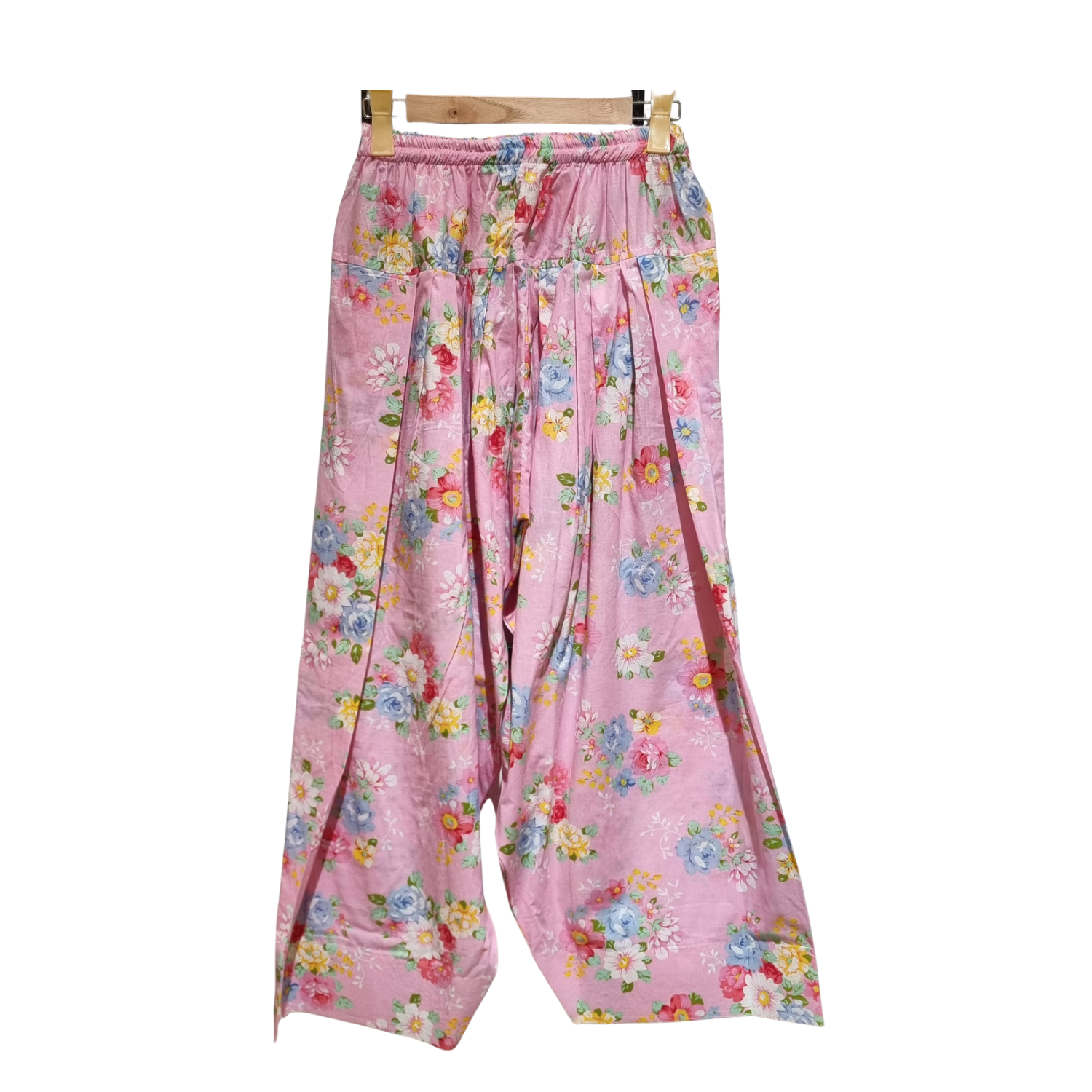 Elegant Pink Floral Kurta & Farshi Shalwar Set – Soft Summer Garden Outfit for Women U(0259)