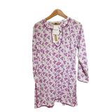 Purple Flora: 2-Piece Printed Cotton Suit with Lace Accents