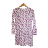 Purple Flora: 2-Piece Printed Cotton Suit with Lace Accents