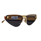 Fendi Gilded Cat-Eye Shield Sunglasses with Diamond-Cut Details