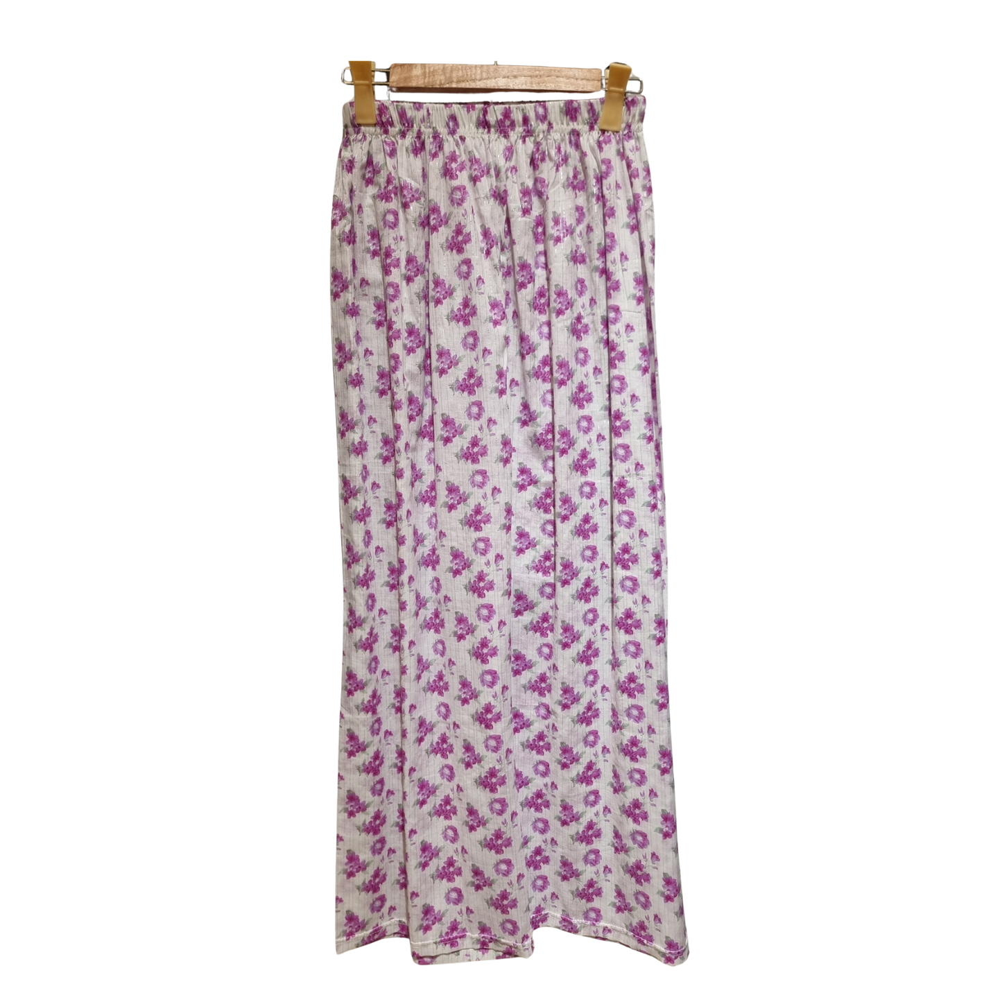 Purple Flora: 2-Piece Printed Cotton Suit with Lace Accents