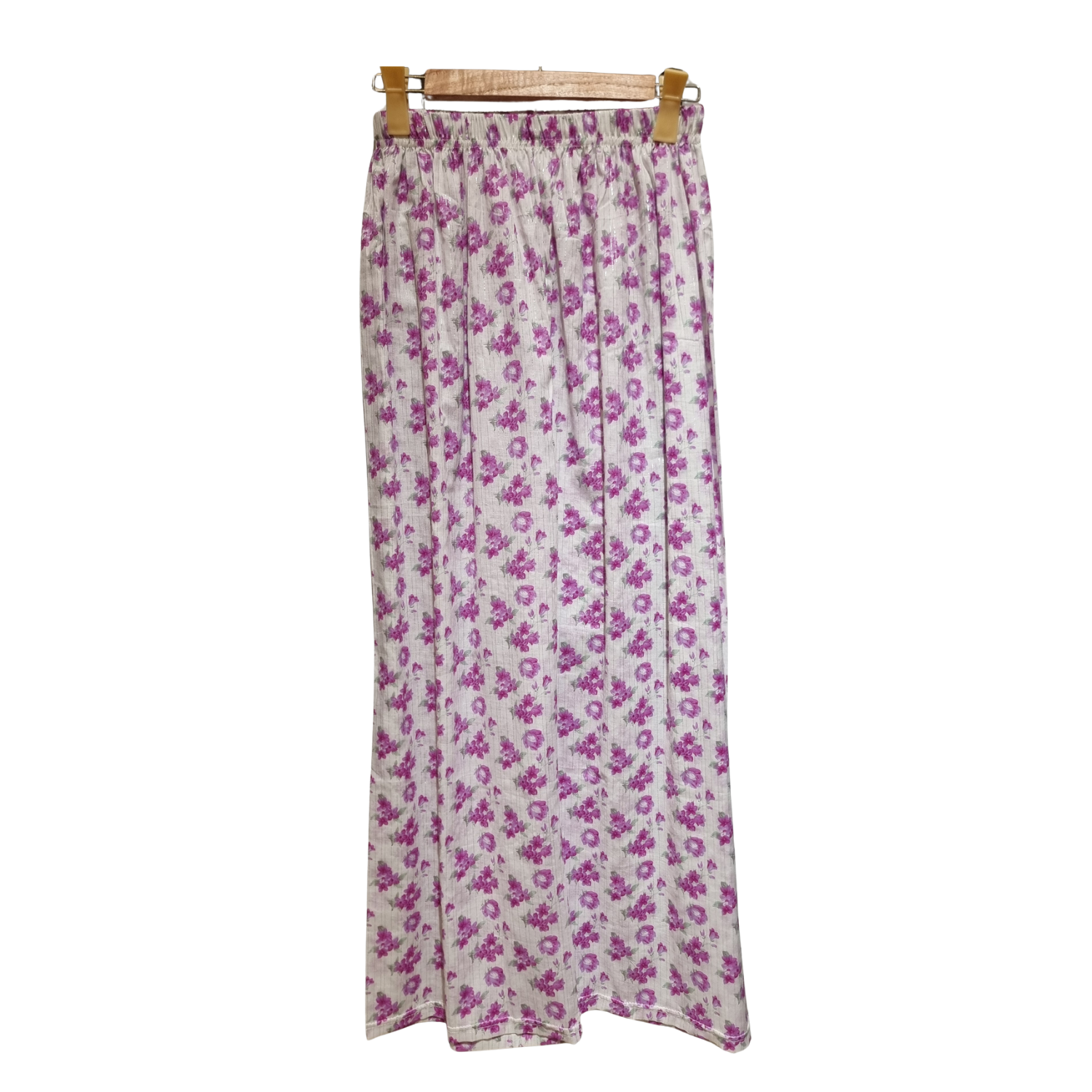 Purple Flora: 2-Piece Printed Cotton Suit with Lace Accents