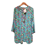 Two-Piece Turquoise Floral Printed Lawn Suit