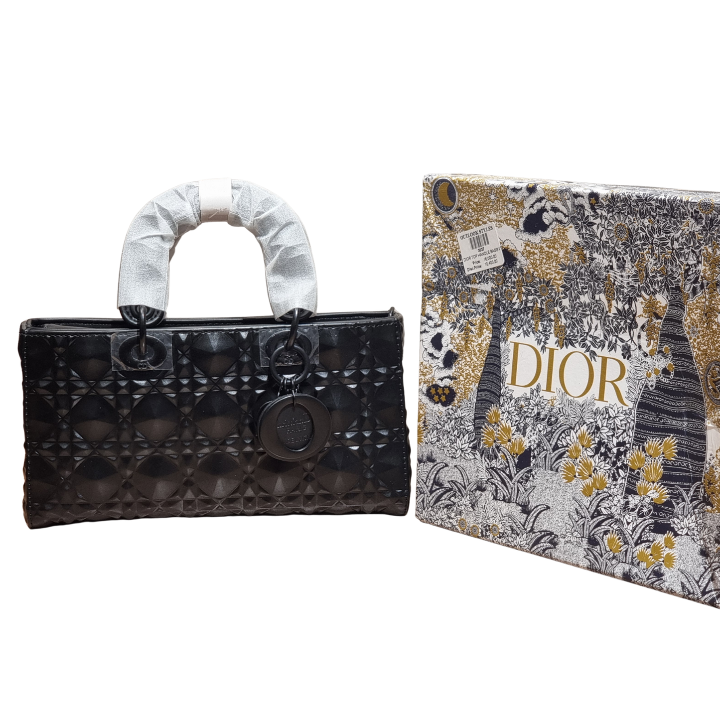 Christian Dior Matte Geometric Quilted Lady D-Joy East-West Bag