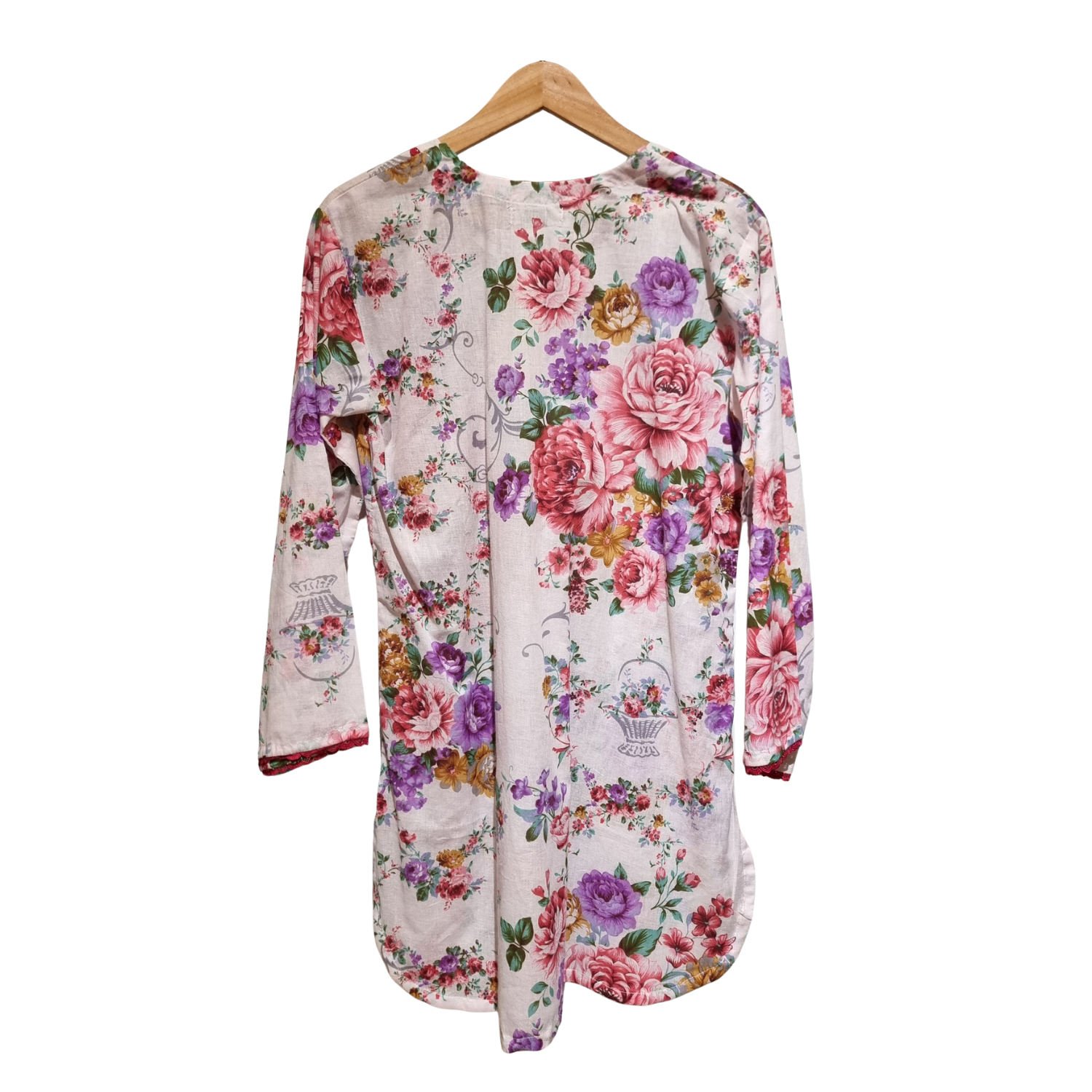 Floral Printed Kurta & Farshi Shalwar Set – Elegant Traditional Women’s Outfit U(0287)