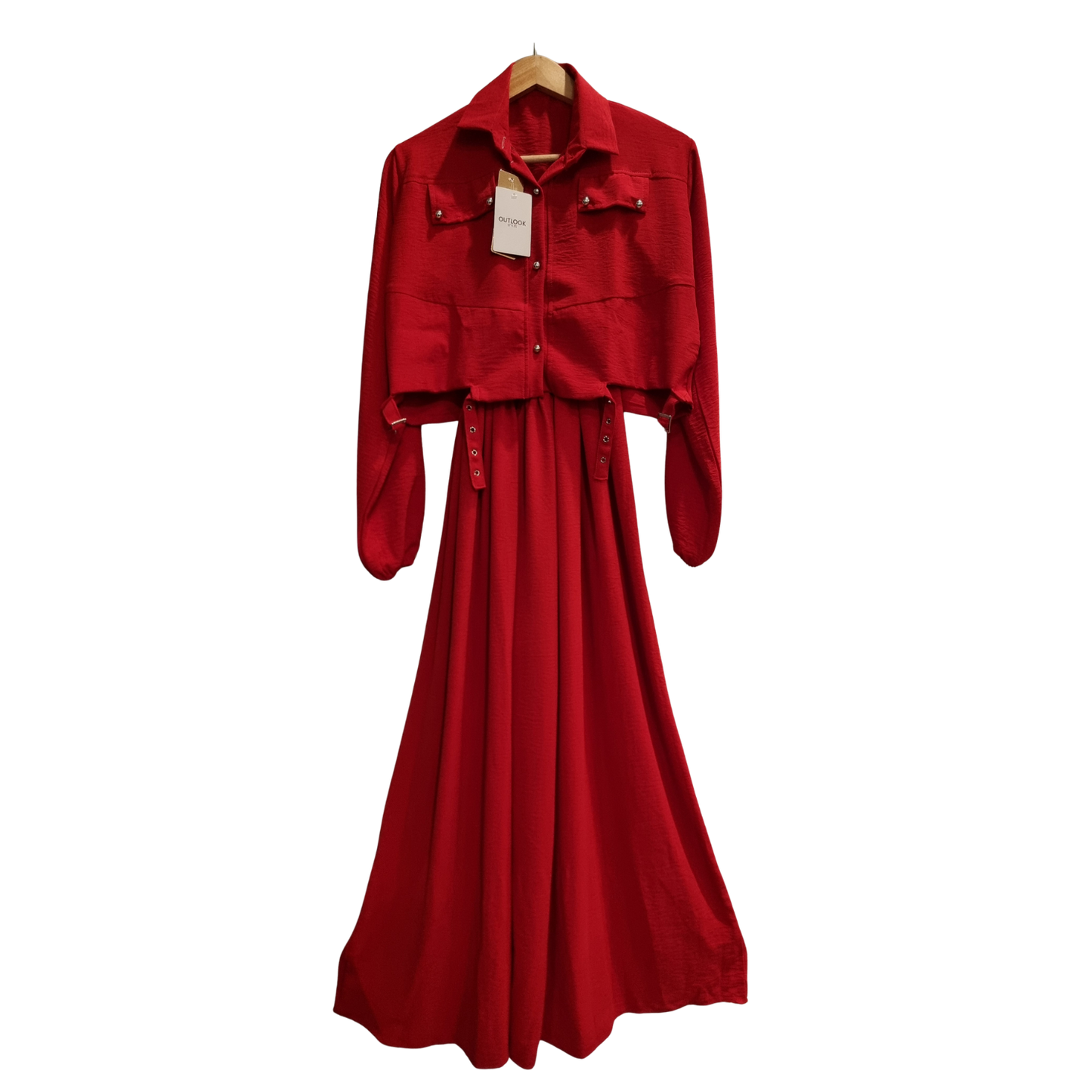 ❤️ Elegant Red Maxi Dress Set U(0260)