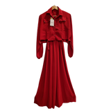❤️ Elegant Red Maxi Dress Set U(0260)
